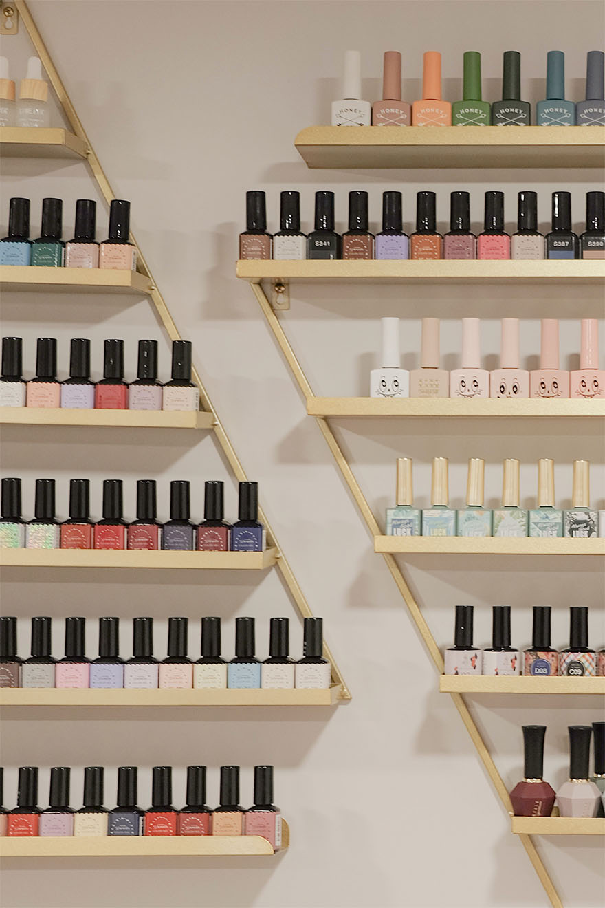 shelf of nail varnish
